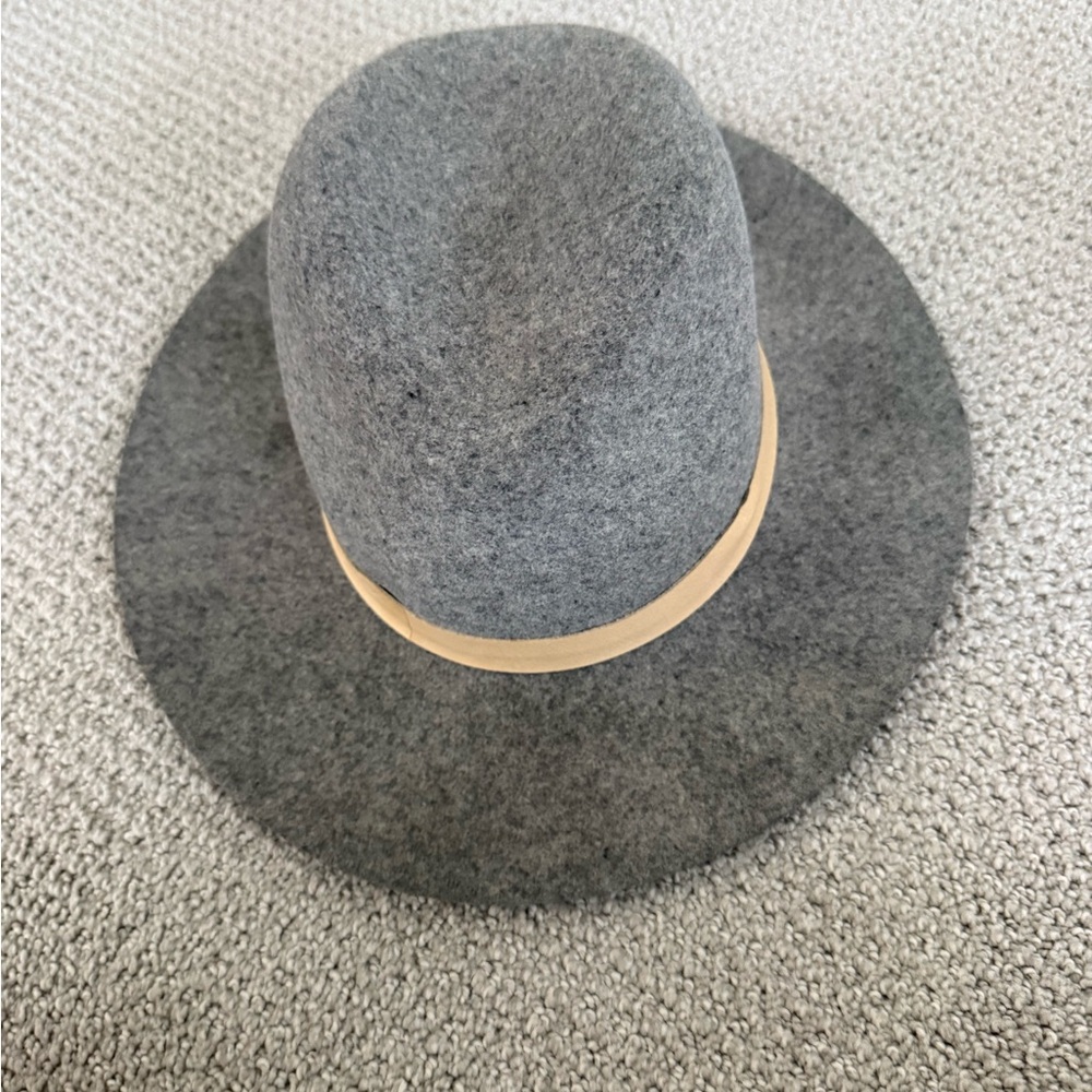Janessa Leone Gray Hat with Tan Band